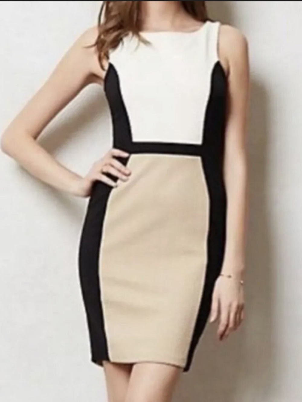 Anthropologie Weston Wear Black Cream Sheath Dress | Made in San Francisco! | M